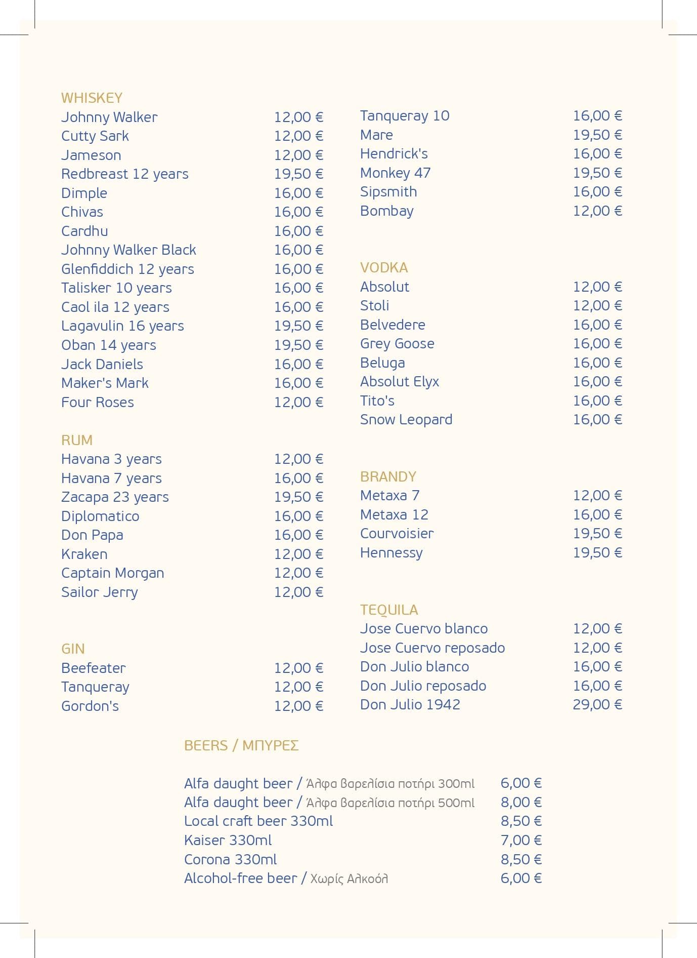 menu